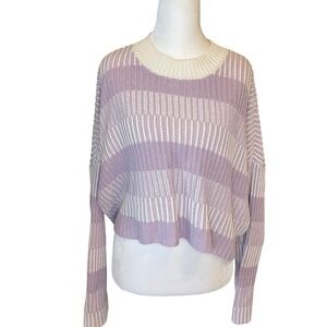 Sincerely Jules Striped Rib Knit Sweater Size L purple cotton